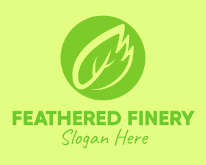 Green Leaf Feather logo design