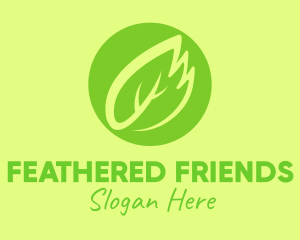 Green Leaf Feather logo design