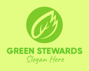 Green Leaf Feather logo design