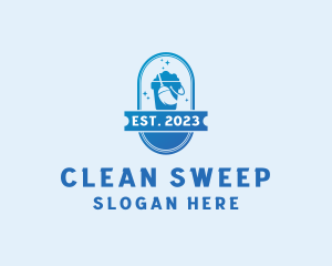 Bucket Mop Cleaning logo design