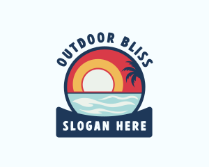 Tropical Beach Surfing logo design