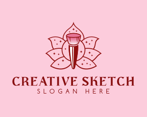 Lotus Flower Brush logo design