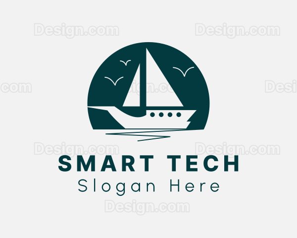 Sea Sailing Boat Logo