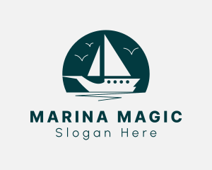 Sea Sailing Boat logo design