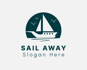 Sea Sailing Boat logo design