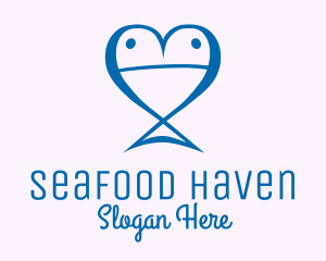 Blue Fish Heart  logo design