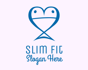 Blue Fish Heart  logo design