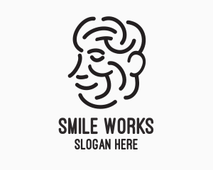 Man Smiling Line Art logo design