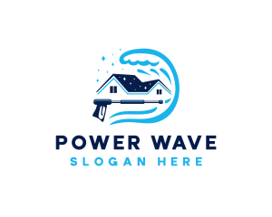 Pressure Wash House Wave logo design