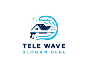 Pressure Wash House Wave logo design