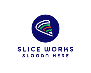 Pizza Slice Circuit logo design