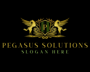 Pegasus Crest Shield logo design