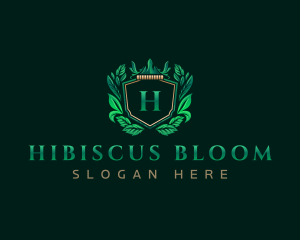 Floral Crown Shield logo design