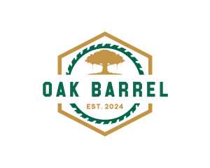 Saw Oak Tree Logging logo design