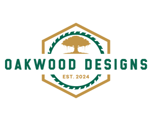 Saw Oak Tree Logging logo design