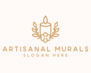 Candle Floral Wreath logo design