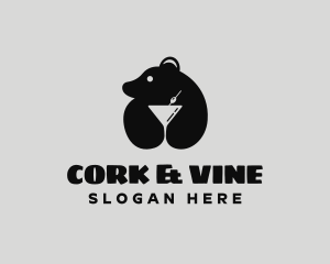 Bear Cocktail Drink logo design