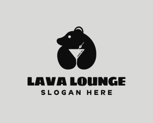 Bear Cocktail Drink logo design