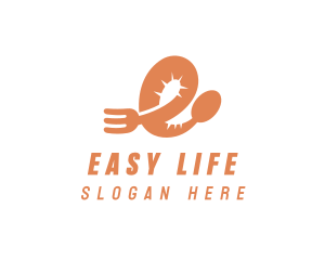 Spoon Fork Letter E logo design