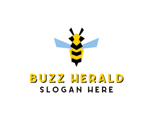 Flying Wasp Insect logo design