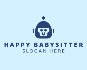 Cute Happy Robot  logo design