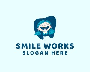 Tooth Smiling Girl logo design