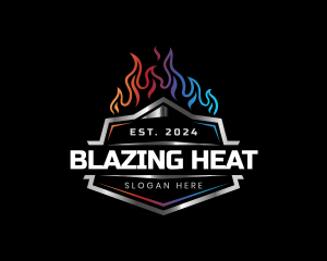 Heat Cool Thermal HVAC logo design