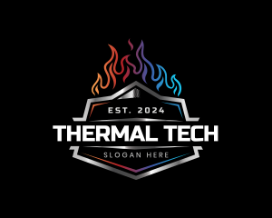 Heat Cool Thermal HVAC logo design