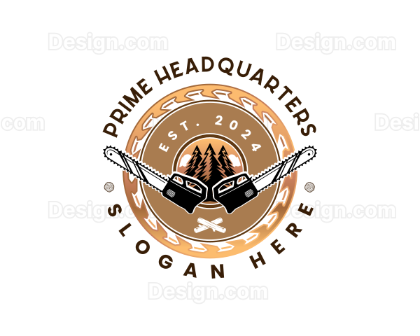 Chainsaw Woodwork Sawblade Logo