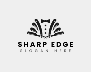 Barber Razor Tuxedo logo design