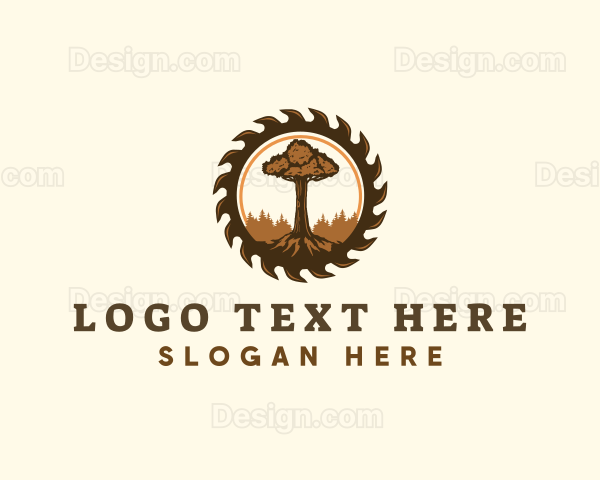 Woodwork Tree Sawmill Logo