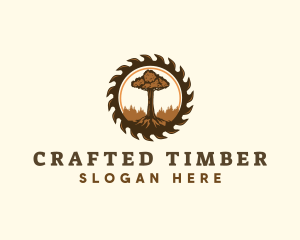 Woodwork Tree Sawmill logo design