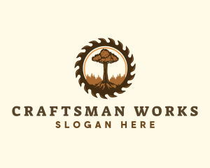 Woodwork Tree Sawmill logo design