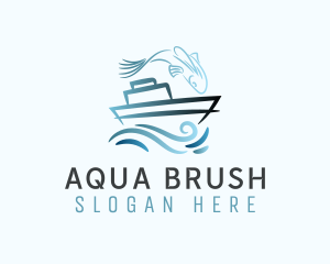 Blue Fishing Boat logo design