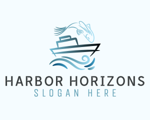 Blue Fishing Boat logo design