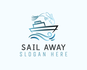 Blue Fishing Boat logo design