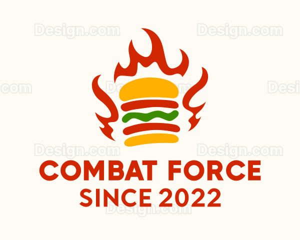 Fire Hamburger Fast Food Logo