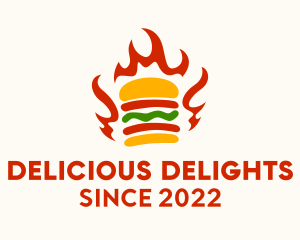 Fire Hamburger Fast Food  logo design