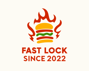 Fire Hamburger Fast Food  logo design