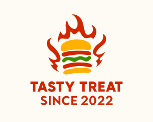 Fire Hamburger Fast Food  logo design