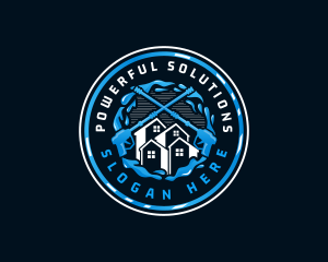 Pressure Washer Cleaning House logo design