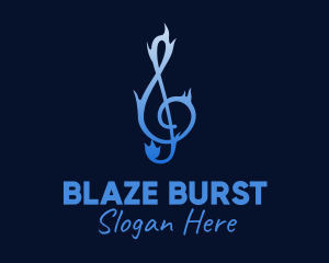 Blue Flaming G Clef logo design