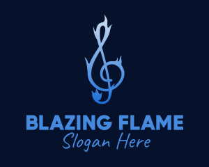 Blue Flaming G Clef logo design