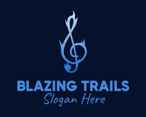 Blue Flaming G Clef logo design