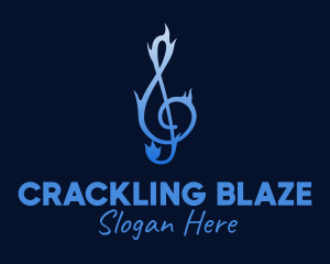 Blue Flaming G Clef logo design