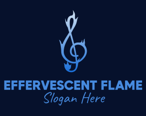 Blue Flaming G Clef logo design