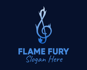 Blue Flaming G Clef logo design