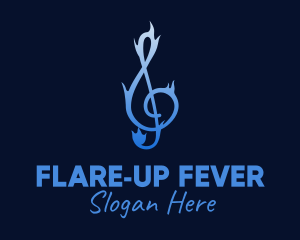 Blue Flaming G Clef logo design