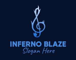 Blue Flaming G Clef logo design