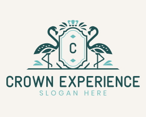 Crown Flamingo Bird logo